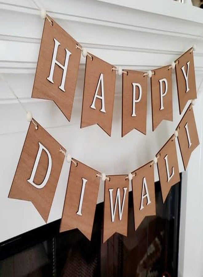 Curious Button Wooden Happy Diwali Banner | Reusable MDF Festive Decoration for Home, Office & Parties | Elegant Hanging Garland for Diwali Festival, Pooja, Backdrop & Wall Décor - Image 3